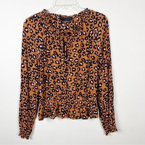 Sanctuary Leopard Print Button Front Cinched Blouse